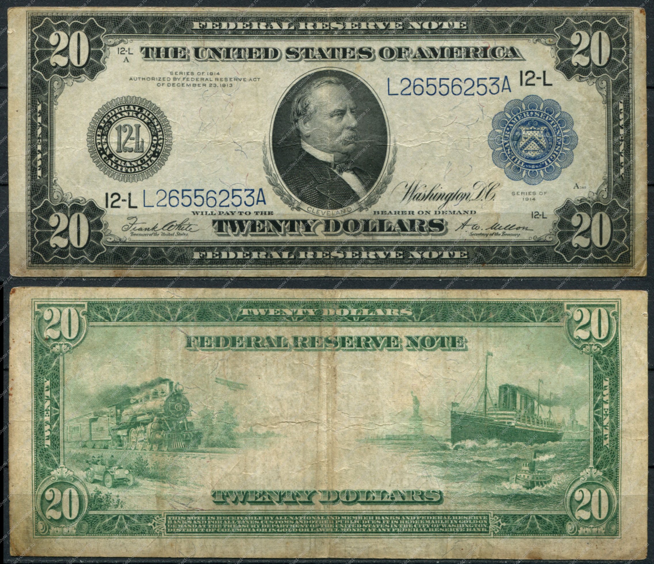 Купюры доллара номиналы. 10 Dollars 1914 Federal Reserve Note. 20 Долларовая купюра. Купюра 20 долларов США. Federal Reserve Note.