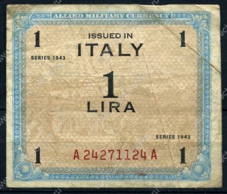 Италия 1943 г. P# M10b • 1 лира • оккупационный выпуск • F