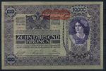 Австрия 1919 г. • P# 65 • 10000 крон • надпечатка "Deutschosterreich" • регулярный выпуск • XF+**
