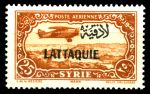 Латакия 1931-1933 гг. • SC# C9 • 25 pi. • надпечатка на осн. выпуске марок Сирии • авиапочта • MH OG VF