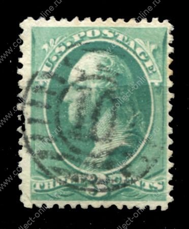 США 1870-1871 г. • SC# 147 • 3 c. • Президент Джордж Вашингтон • Used F-VF ( кат. - $2 ) 