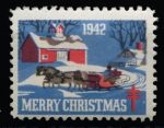 США • Рождественские этикетки 1942 г. • SC# WX108 • санная повозка • MNH OG VF
