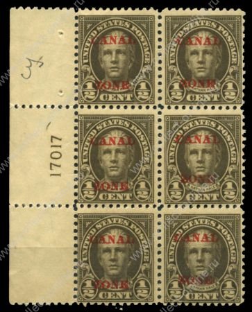 Зона Панамского канала 1924-1925 гг. • SC# 70 • ½ c. • надпечатка на марке США • Натан Хейл • стандарт • № блок 6 марок • MNH OG VF