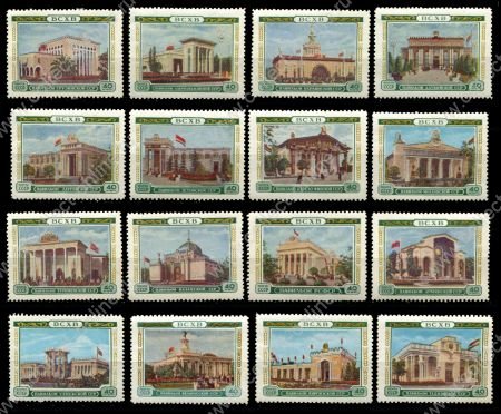 СССР 1955 г. • Сол# 1818-1833 • Всесоюзная сельскохозяйственная выставка • полн. серия • MH OG VF