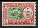 Малайя • Пенанг 1960 г. • Gb# 64 • $2 • герб штата • осн. выпуск • национальная борьба • Used VF+ ( кат. - £10 )