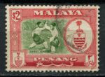 Малайя • Пенанг 1960 г. • Gb# 64 • $2 • герб штата • осн. выпуск • национальная борьба • Used VF ( кат. - £10 )