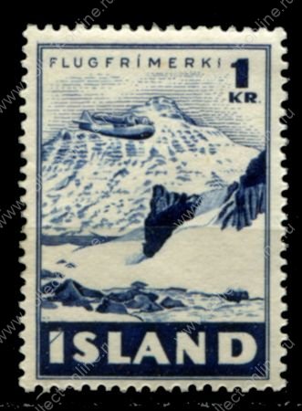Исландия 1947 г. • Mi# 244 • 1 kr. • гидросамолет над ледниками • авиапочта • MNH OG VF