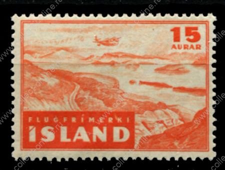 Исландия 1947 г. • Mi# 241 • 15 a. • гидросамолет над заливом • авиапочта • MNH OG* VF