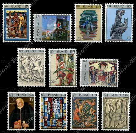 Исландия 1974 г. • Mi# 485-8,491-3,494-7 • 1100 лет заселения острова • полн. серия • MNH OG VF