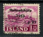Исландия 1953 г. • Mi# 286 • 1.25 kr. • жертвам наводнения • надпечатка • Used VF ( кат. - €3 )