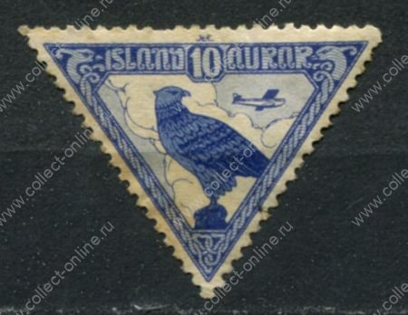Исландия 1930 г. • Mi# 140(Sc# C3) • 10 a. • орел • авиапочта • MH POG F ( кат. - €40 )