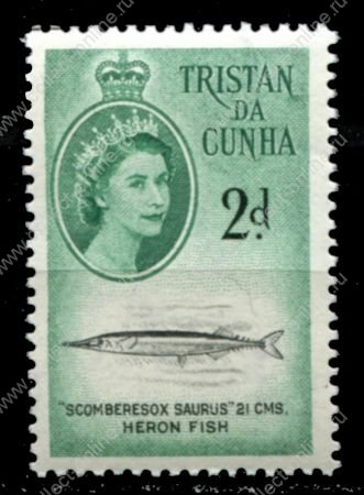 Тристан да Кунья 1960 г. • Gb# 31 • 2 d. • Елизавета II • осн. выпуск • сайра • MNH OG VF