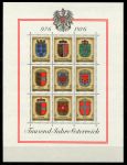 Австрия 1976 г. • Mi# block 4 • 1000 лет Австрии • гербы земель • блок • MNH OG VF