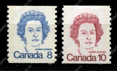 Канада 1972-1976 гг. • Sc# 604-605 • 8 и 10 c. • королева Елизавета II • стандарт (из рулона) • MNH OG VF