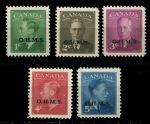 Канада 1950 г. • Sc# O12-O15A • 1 - 5 c. • надпечатка "O.H.M.S." • официальный выпуск • полн. серия • MH OG VF