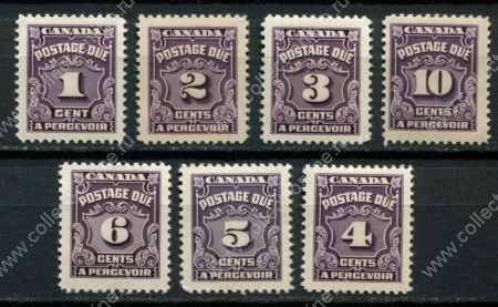 Канада 1967 г. • Sc# J21-27 • 1 - 10 c. • доплата • полн. серия • MNH OG VF