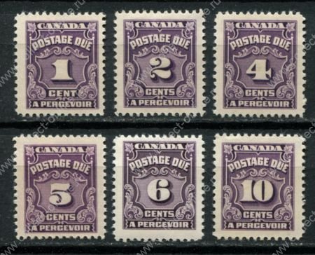 Канада 1935-1957 гг. • Sc# J15-20 • 2 - 10 c. • доплата • 6 марок • MH OG VF