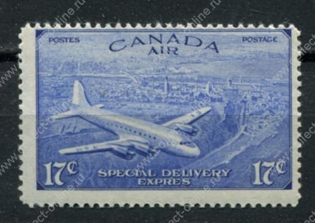 Канада 1946 г. • Sc# CE3 • 17 c. • самолет над Квебеком • авиапочта • MH OG VF