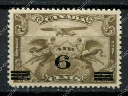 Канада 1932 г. • Sc# C3 • 6 на 5 c. • надп. нов. номинала • авиапочта • MLH OG VF ( кат. - $12 )