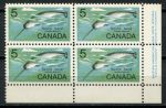 Канада 1968 г. • Sc# 480 • 5 c. • Обитатели морей • нарвал • кв. блок • MNH OG XF+