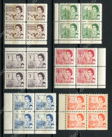 Канада 1967-1972 гг. • SC# 454-459 • 1 - 6 c. • Елизавета II • стандарт • кв. блоки • MNH OG VF