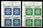 Канада 1971 г. • Sc# 554-555 • 6 и 7 c. • Рождество (снежинки) • Pl. № кв. блоки • MNH OG XF