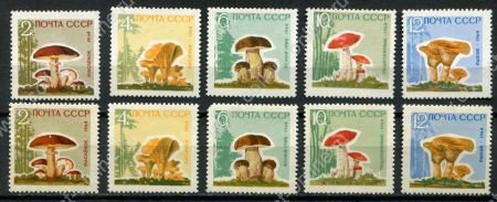 СССР 1964 г. • Сол# 3123-3127A • 2 - 12 коп. • Грибы • (лак и без) • полн. серия • MNH OG VF