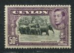 Цейлон 1938-1949 гг. • Gb# 394c • 50 c. • Георг VI • осн. выпуск. • дикие слоны • перф. 14 • MH OG VF ( кат.- £140 )