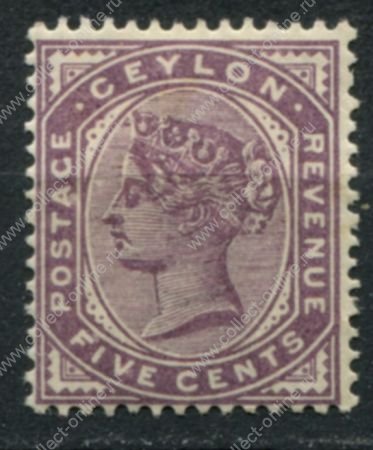 Цейлон 1886 г. • Gb# 195 • 5 c. • королева Виктория • стандарт • MH OG VF