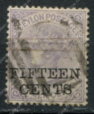 Цейлон 1885 г. • Gb# 186 • 15 на 16 c. • надпечатка нов. номинала • Used VF ( кат. - £12 )
