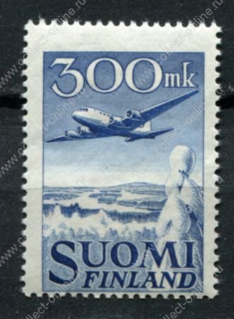 Финляндия 1950 г. • Mi# 384 • 300 M. • самолет над снегами • авиапочта • MNH OG VF ( кат.- € 12 )