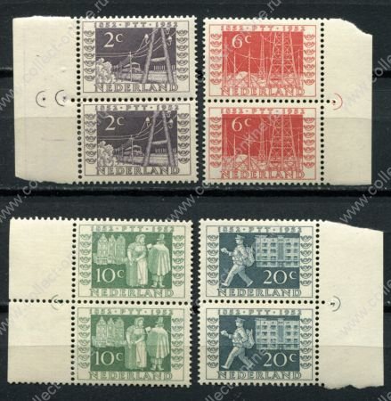 Нидерланды 1952 г. • Mi# 593-596 • 100 лет национальному оператору связи • полн. серия пары • MNH OG XF+