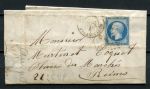 Франция 1861 г. • Sc# 15 • 20 с. • Император Наполеон • б.з. • конверт • Used(Реймс) VF