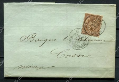 Франция 1887 г. • Sc# 82a • 30 с. • Мир и торговля • стандарт • конверт • Used VF