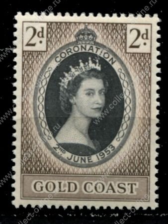 Британский Золотой Берег 1953 г. • Gb# 165 • 2 d. • Коронация Елизаветы II • MNH OG VF