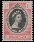 Фолклендские о-ва 1953 г. • Gb# 186 • 1 d. • Коронация Елизаветы II • MNH OG VF