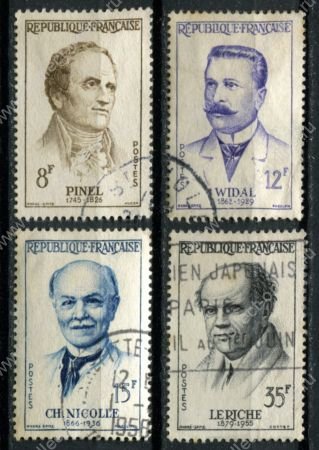 Франция 1958 г. • Iv# 1142-1145 • 8 - 35 fr. • знаменитые французы, врачи • полн. серия • Used VF ( кат. - €4 )