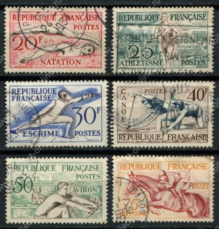Франция 1953 г. • Iv# 960-965 • 20 - 75 fr. • Олимпийские Игры, Хельсинки • полн. серия • Used VF ( кат. - €16 )