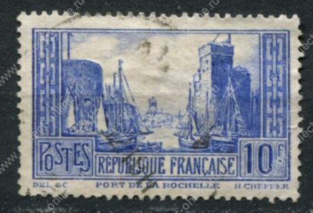 Франция 1929-1933 гг. • Sc# 251 • 10 fr. • Порт Ла-Рошель (тип I) • Used F-VF ( кат. - $12 )