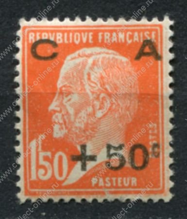 Франция 1927 г. • Mi# 228 • 1.50 fr. + 50 c. • Фонд погашения госдолга • надпечатка • MH OG VF
