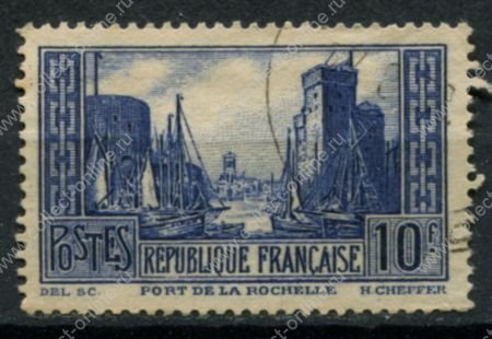 Франция 1929-1933 гг. • Sc# 252 • 10 fr. • Порт Ла-Рошель (тип III) • Used F-VF ( кат. - $6 )