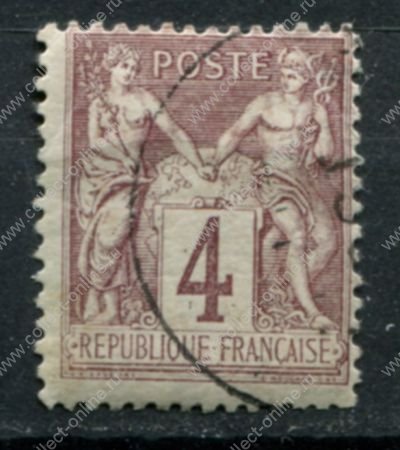 Франция 1877-1890 гг. • Sc# 90 • 4 c. • Мир и торговля • стандарт • Used F-VF ( кат.- $2 )