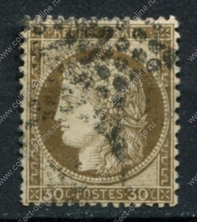 Франция 1872-1875 гг. • Sc# 62 • 30 c. • Церера • стандарт • Used F-VF ( кат.- $6 )