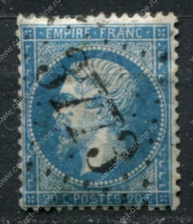 Франция 1863-1870 гг. • Sс# 33 • 20 c. • Император Наполеон III • стандарт • Used F-VF ( кат.- $2 )