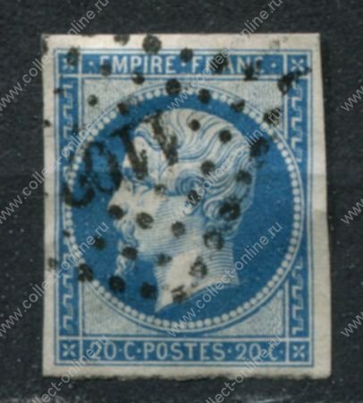 Франция 1853-1860 гг. • Sc# 15 • 20 c. • Император Наполеон III • стандарт • Used VF ( кат.- $2 )