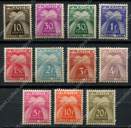 Франция 1943-1946 гг. • Mi# PM 70-80 • 10 c. - 20 fr. • доплатные • полн. серия • MH/MH OG VF ( кат. - €20 )