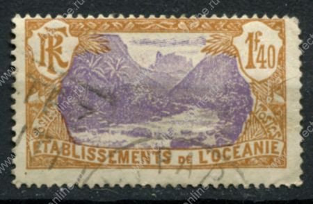 Французская Океания 1927-1930 гг. • Iv# 74 • 1.40 fr. • осн. выпуск • долина Фаутауа • Used F-VF ( кат. - €5 )