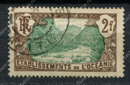 Французская Океания 1913-1920 гг. • Iv# 36 • 2 fr. • осн. выпуск • долина Фаутауа • Usee VF ( кат. - €6 )
