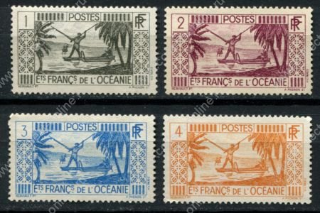 Французская Океания 1934-1939 гг. • Iv# 84-87 • 1 - 4 c. • осн. выпуск • рыбак в лодке • MNG VF