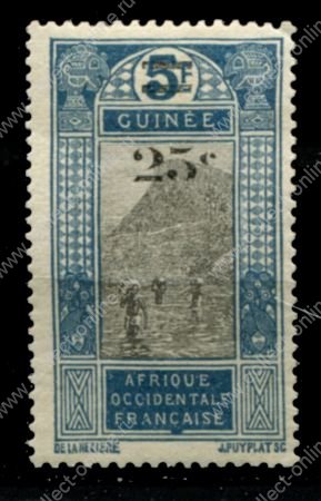 Французская Гвинея 1924-1927 гг. • Iv# 100 • 25 c. на 5 fr. • надпечатка нов. номиналов • осн. выпуск • MH OG VF